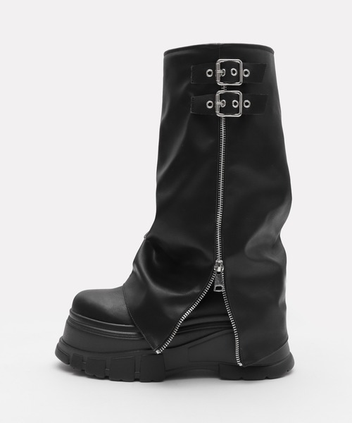 WEGO（ウィゴー）の「WEGO/【25年秋冬新作】厚底カバーロングブーツ（ブーツ・レディース・ブラック/ブラウン・LARGE/MEDIUM/SMALL）」の12枚目の写真