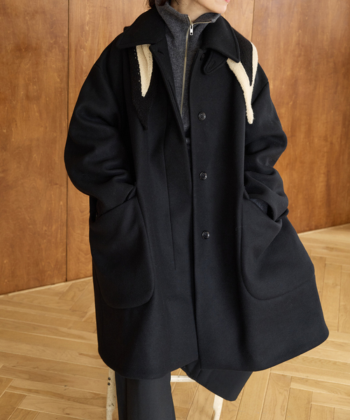 IENA LA BOUCLE(イエナラブークル)の「IENA LA BOUCLE ハードメルトンスタンドネックコート(その他アウター・レディース・アーミー/ブラック・FREE)」の13枚目の写真