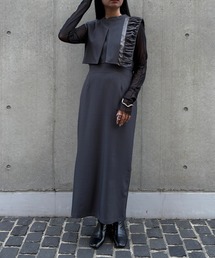 &g'aime | 【&g'aime】MIXケープIラインドレス Mixed Cape I-Line Dress(ワンピース)