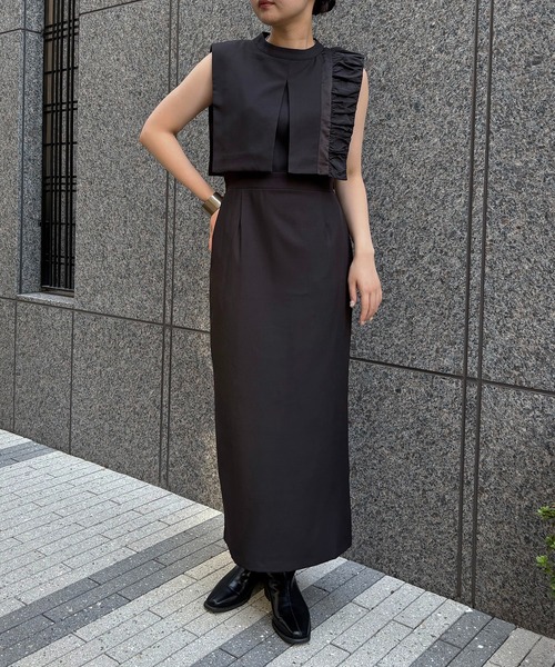 &g'aime】MIXケープIラインドレス Mixed Cape I-Line Dress &g'aime】MIXケープIラインドレス Mixed Cape I-Line Dress