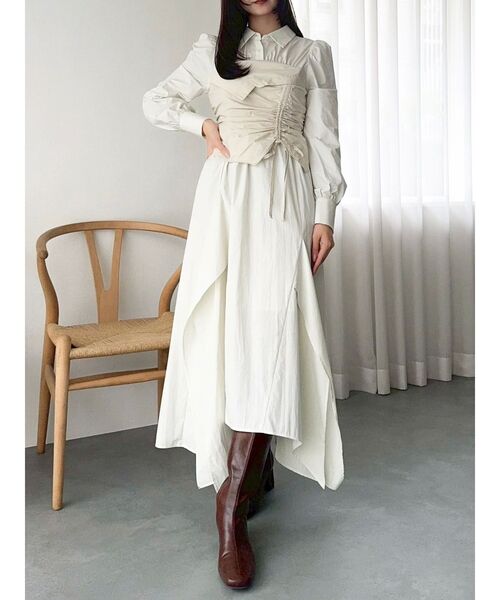 ギャザーシャツボリュームワンピース