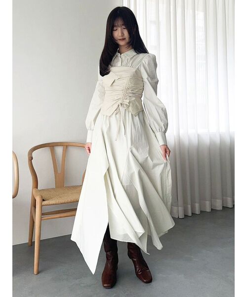 dazzlin（ダズリン）の「ギャザーシャツボリュームワンピース（ワンピース・レディース・グレー/アイボリー・SMALL/MEDIUM）」の20枚目の写真