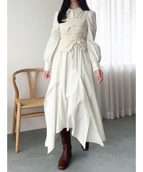 dazzlin（ダズリン）の「ギャザーシャツボリュームワンピース（ワンピース・レディース・グレー/アイボリー・SMALL/MEDIUM）」の21枚目の写真