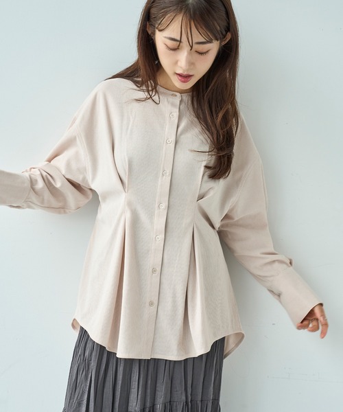 mil(ミル)の「コーデュロイ チュニックシャツ【588095】(シャツ/ブラウス・レディース・アイボリー/ブラウン/チャコールグレー・XS/S)」の2枚目の写真