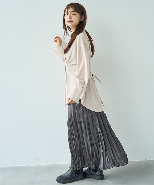 mil(ミル)の「コーデュロイ チュニックシャツ【588095】(シャツ/ブラウス・レディース・アイボリー/ブラウン/チャコールグレー・XS/S)」の13枚目の写真