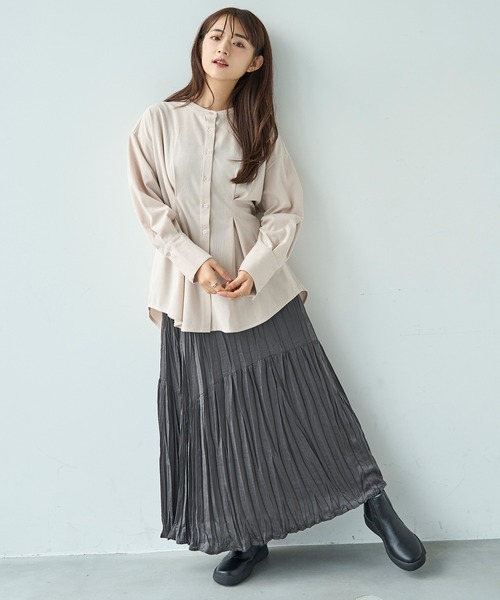 mil(ミル)の「コーデュロイ チュニックシャツ【588095】(シャツ/ブラウス・レディース・アイボリー/ブラウン/チャコールグレー・XS/S)」の12枚目の写真