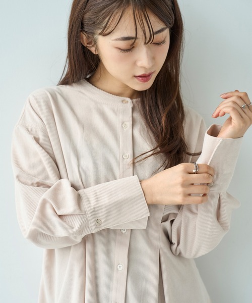 mil(ミル)の「コーデュロイ チュニックシャツ【588095】(シャツ/ブラウス・レディース・アイボリー/ブラウン/チャコールグレー・XS/S)」の6枚目の写真