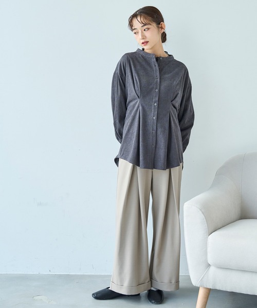 mil(ミル)の「コーデュロイ チュニックシャツ【588095】(シャツ/ブラウス・レディース・アイボリー/ブラウン/チャコールグレー・XS/S)」の15枚目の写真