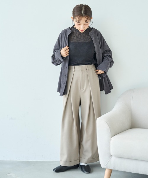 mil(ミル)の「コーデュロイ チュニックシャツ【588095】(シャツ/ブラウス・レディース・アイボリー/ブラウン/チャコールグレー・XS/S)」の16枚目の写真