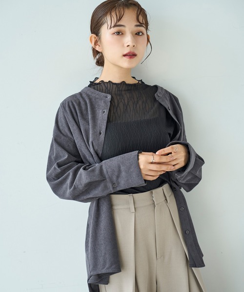 mil(ミル)の「コーデュロイ チュニックシャツ【588095】(シャツ/ブラウス・レディース・アイボリー/ブラウン/チャコールグレー・XS/S)」の14枚目の写真