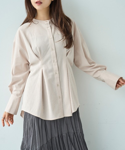 mil(ミル)の「コーデュロイ チュニックシャツ【588095】(シャツ/ブラウス・レディース・アイボリー/ブラウン/チャコールグレー・XS/S)」の8枚目の写真