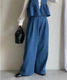 She's Closet（シーズクローゼット）の「ハイウエストワイドストレート総柄ジャガードデニムパンツ（デニムパンツ）」