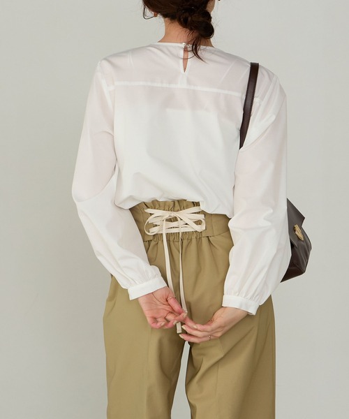 Cherir Mignon(シェリルミニョン)の「【Cherir Mignon】フロントリボンブラウス(シャツ/ブラウス・レディース・サックスブルー/ネイビー/ホワイト・FREE)」の7枚目の写真