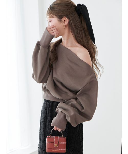 Stylevoice for xxx(スタイルヴォイスフォー)の「<kannaさんコラボ>スウェットドロップショルダーオフショルプルオーバー(スウェット・レディース・ライトグレー/クリーム/モカ・F)」の19枚目の写真