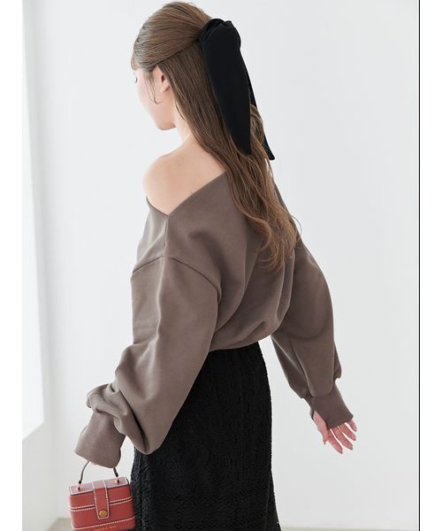Stylevoice for xxx(スタイルヴォイスフォー)の「<kannaさんコラボ>スウェットドロップショルダーオフショルプルオーバー(スウェット・レディース・ライトグレー/クリーム/モカ・F)」の21枚目の写真