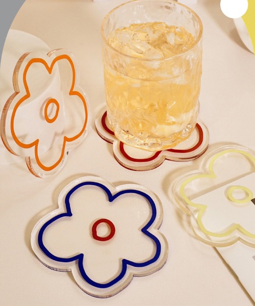 IRADOWL(アイラドール)の「【アイラドール room】レトロ花柄クリアコースター(ランチョンマット/テーブルウェア・レディース・ブルー/レッド/オレンジ/イエロー・FREE)」の8枚目の写真