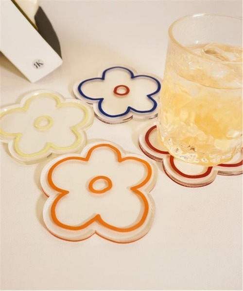 IRADOWL(アイラドール)の「【アイラドール room】レトロ花柄クリアコースター(ランチョンマット/テーブルウェア・レディース・ブルー/レッド/オレンジ/イエロー・FREE)」の5枚目の写真