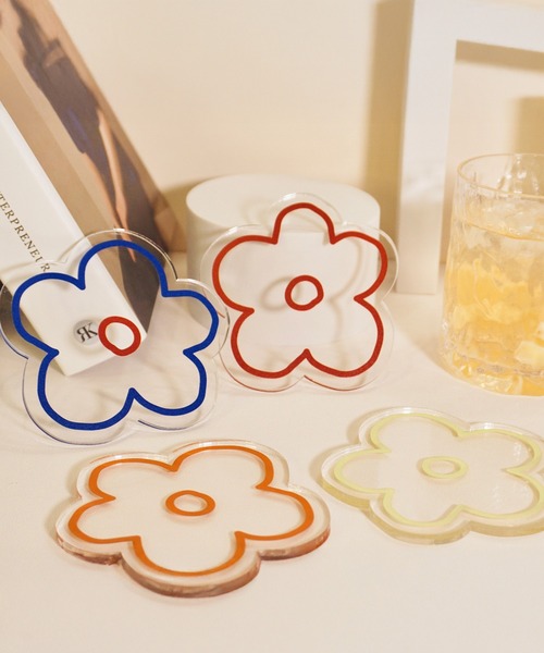 IRADOWL(アイラドール)の「【アイラドール room】レトロ花柄クリアコースター(ランチョンマット/テーブルウェア・レディース・ブルー/レッド/オレンジ/イエロー・FREE)」の7枚目の写真