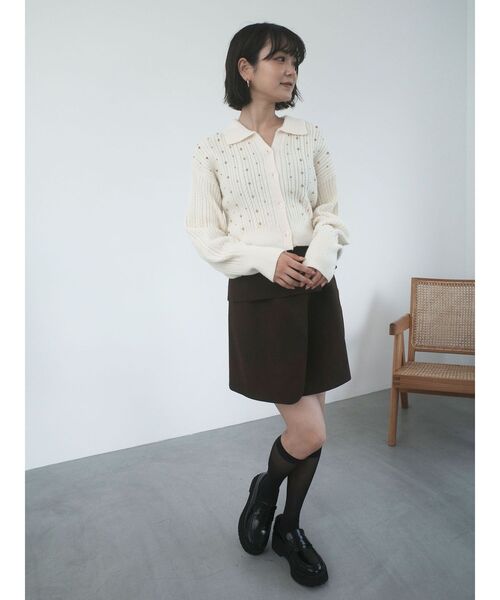 LAGUNAMOON（ラグナムーン）の「ビジューカーデニットプルオーバー（ニット/セーター・レディース・レッド/チャコールグレー/アイボリー・FREE）」の13枚目の写真