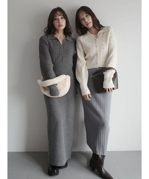 LAGUNAMOON（ラグナムーン）の「ビジューカーデニットプルオーバー（ニット/セーター・レディース・レッド/チャコールグレー/アイボリー・FREE）」の16枚目の写真