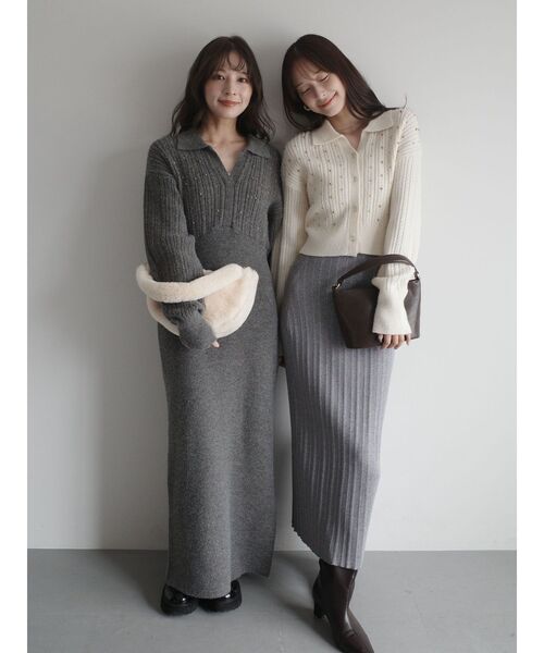 LAGUNAMOON（ラグナムーン）の「ビジューカーデニットプルオーバー（ニット/セーター・レディース・レッド/チャコールグレー/アイボリー・FREE）」の17枚目の写真