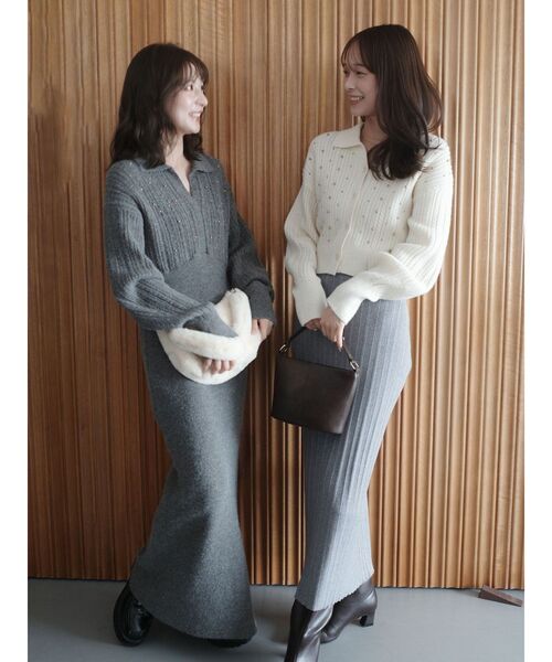 LAGUNAMOON（ラグナムーン）の「ビジューカーデニットプルオーバー（ニット/セーター・レディース・レッド/チャコールグレー/アイボリー・FREE）」の18枚目の写真