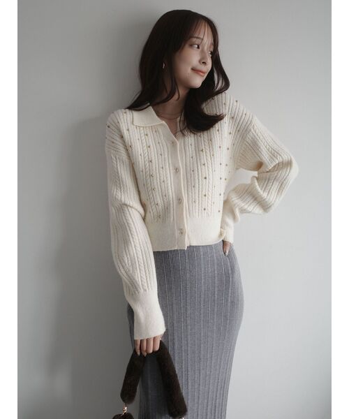 LAGUNAMOON（ラグナムーン）の「ビジューカーデニットプルオーバー（ニット/セーター・レディース・レッド/チャコールグレー/アイボリー・FREE）」の19枚目の写真