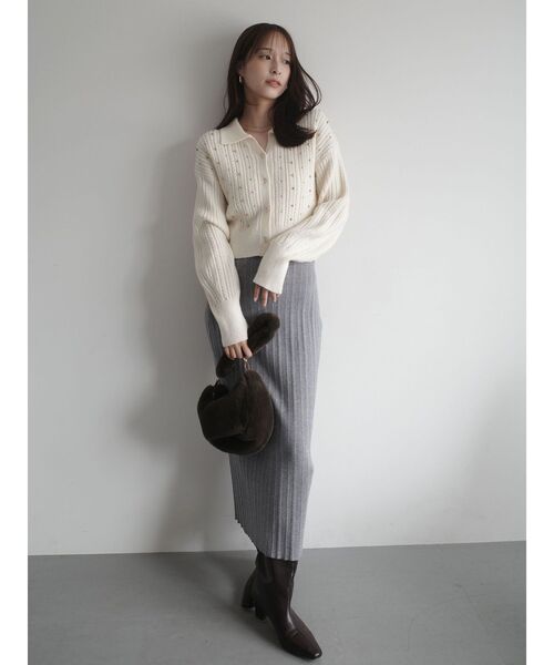 LAGUNAMOON（ラグナムーン）の「ビジューカーデニットプルオーバー（ニット/セーター・レディース・レッド/チャコールグレー/アイボリー・FREE）」の20枚目の写真