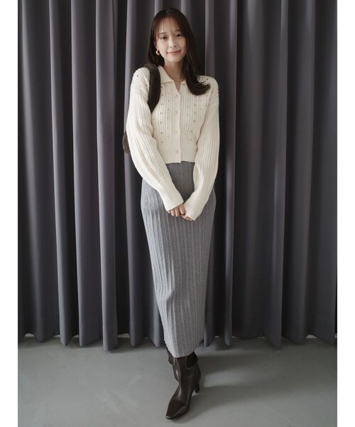 LAGUNAMOON（ラグナムーン）の「ビジューカーデニットプルオーバー（ニット/セーター・レディース・レッド/チャコールグレー/アイボリー・FREE）」の21枚目の写真