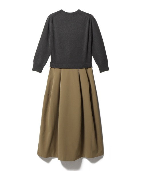 ESTNATION(エストネーション)の「ESTNATION / タックスカート コンビ ニットワンピース(ワンピース・レディース・オフホワイト/チャコールグレー/ブラック・FREE)」の5枚目の写真