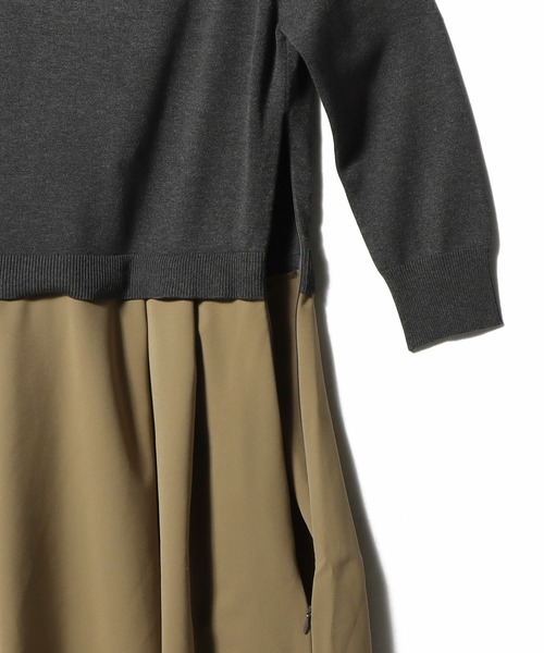 ESTNATION(エストネーション)の「ESTNATION / タックスカート コンビ ニットワンピース(ワンピース・レディース・オフホワイト/チャコールグレー/ブラック・FREE)」の8枚目の写真