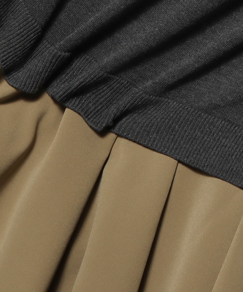 ESTNATION(エストネーション)の「ESTNATION / タックスカート コンビ ニットワンピース(ワンピース・レディース・オフホワイト/チャコールグレー/ブラック・FREE)」の9枚目の写真