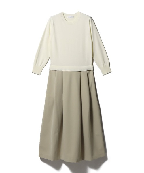 ESTNATION(エストネーション)の「ESTNATION / タックスカート コンビ ニットワンピース(ワンピース・レディース・オフホワイト/チャコールグレー/ブラック・FREE)」の16枚目の写真