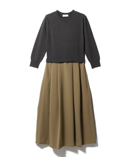 ESTNATION(エストネーション)の「ESTNATION / タックスカート コンビ ニットワンピース(ワンピース・レディース・オフホワイト/チャコールグレー/ブラック・FREE)」の15枚目の写真