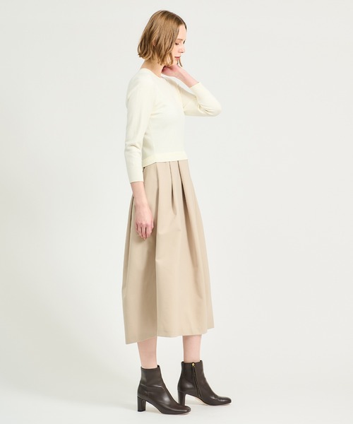 ESTNATION(エストネーション)の「ESTNATION / タックスカート コンビ ニットワンピース(ワンピース・レディース・オフホワイト/チャコールグレー/ブラック・FREE)」の19枚目の写真