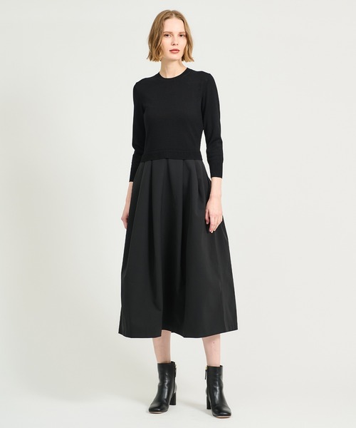 ESTNATION(エストネーション)の「ESTNATION / タックスカート コンビ ニットワンピース(ワンピース・レディース・オフホワイト/チャコールグレー/ブラック・FREE)」の22枚目の写真