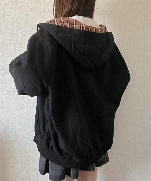 Nana(ナナ)（ナナ）の「チェック裏地付きパーカー（パーカー・レディース・ブラック・FREE）」の5枚目の写真