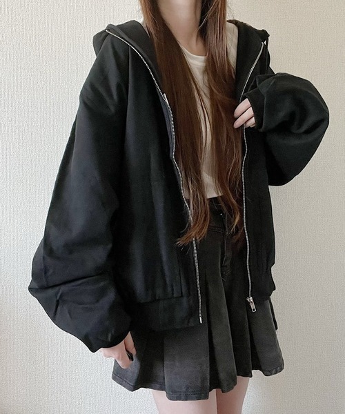 Nana(ナナ)（ナナ）の「チェック裏地付きパーカー（パーカー・レディース・ブラック・FREE）」の7枚目の写真