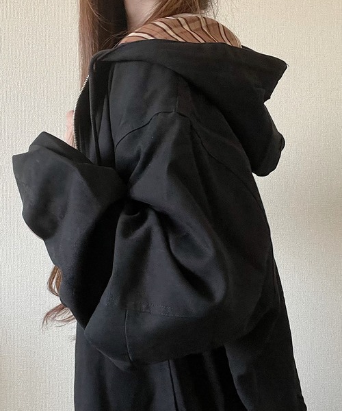 Nana(ナナ)（ナナ）の「チェック裏地付きパーカー（パーカー・レディース・ブラック・FREE）」の8枚目の写真