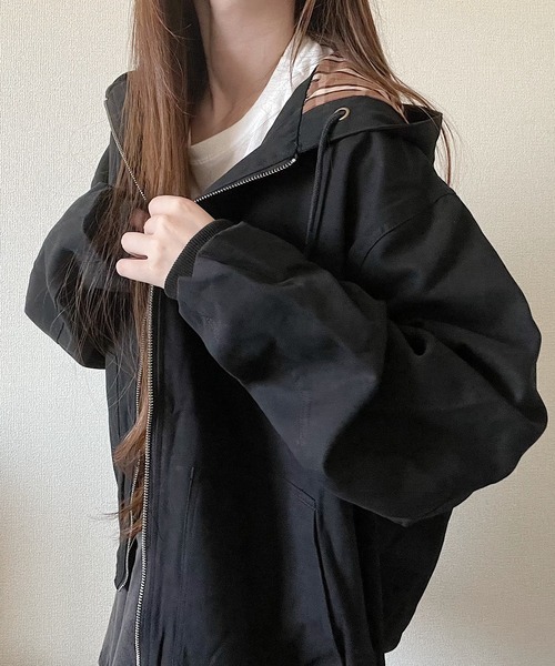 Nana(ナナ)（ナナ）の「チェック裏地付きパーカー（パーカー・レディース・ブラック・FREE）」の9枚目の写真