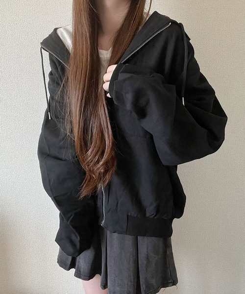 Nana(ナナ)（ナナ）の「チェック裏地付きパーカー（パーカー・レディース・ブラック・FREE）」の10枚目の写真