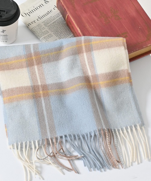 Honeys（ハニーズ）の「ウールマフラー（マフラー・レディース・サックスブルー系/ベージュ/ブラウン系その他/グレー系その他/ホワイト×ブラウン/ベージュ系その他/ライトグレー/ピンク/ダークブラウン・FREE）」の8枚目の写真