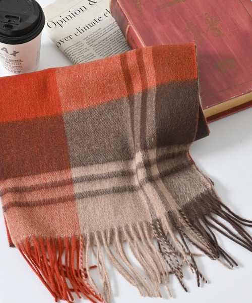 Honeys（ハニーズ）の「ウールマフラー（マフラー・レディース・サックスブルー系/ベージュ/ブラウン系その他/グレー系その他/ホワイト×ブラウン/ベージュ系その他/ライトグレー/ピンク/ダークブラウン・FREE）」の5枚目の写真