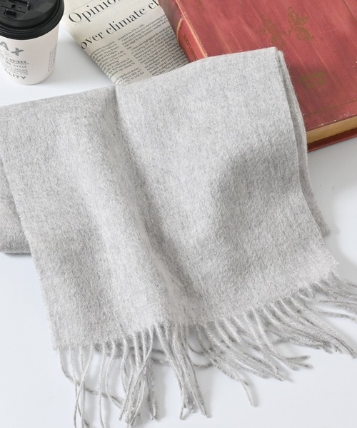 Honeys（ハニーズ）の「ウールマフラー（マフラー・レディース・サックスブルー系/ベージュ/ブラウン系その他/グレー系その他/ホワイト×ブラウン/ベージュ系その他/ライトグレー/ピンク/ダークブラウン・FREE）」の3枚目の写真