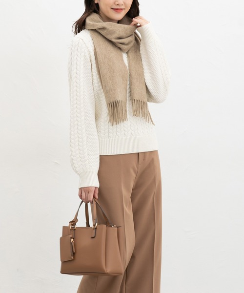 Honeys（ハニーズ）の「ウールマフラー（マフラー・レディース・サックスブルー系/ベージュ/ブラウン系その他/グレー系その他/ホワイト×ブラウン/ベージュ系その他/ライトグレー/ピンク/ダークブラウン・FREE）」の14枚目の写真