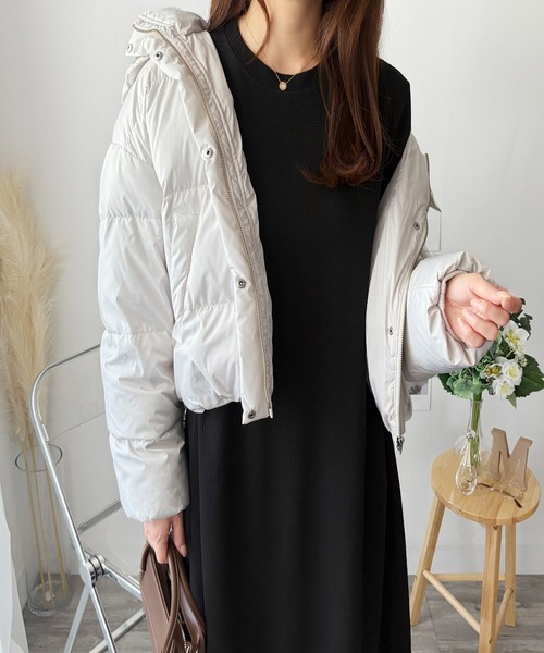 Amulet(アミュレット)の「すとんと落ちて体型カバーするシルエットが魅力! ワッフル風ロングワンピース(ワンピース・レディース・グレー/ブラウン/ブラック/アイボリー・L/M)」の16枚目の写真