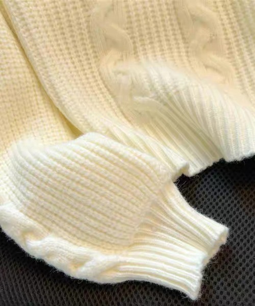 ampm（エーエムピーエム）の「シャツレイヤード風 ケーブルニットプルオーバー（ニット/セーター・レディース・ホワイト/ブラック/グレー・M/L）」の8枚目の写真