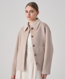 テーラードジャケット（ベージュ系・ウール・ニット