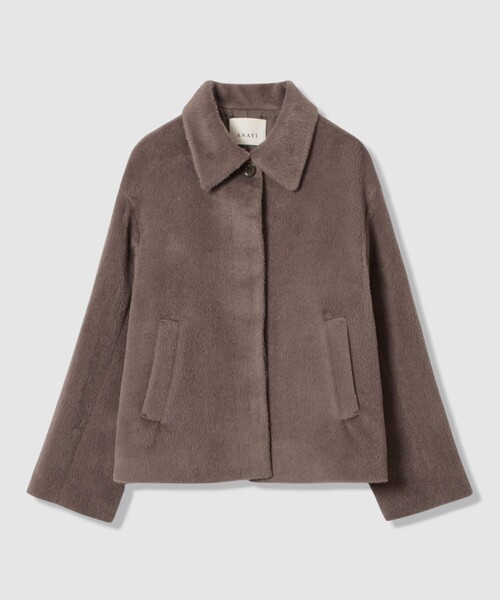 ANAYI（アナイ）の「アルパカシャギーショートコート（テーラードジャケット・レディース・チャコールグレー/ベージュ/モカ・36/38）」の20枚目の写真