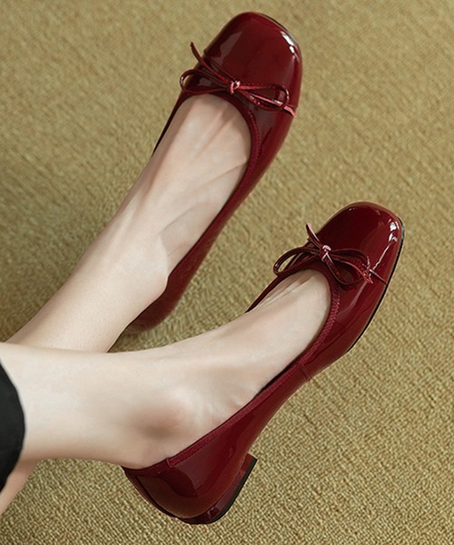 セール】＼リボンがカワイイ♪／パテント バレーシューズ (歩き